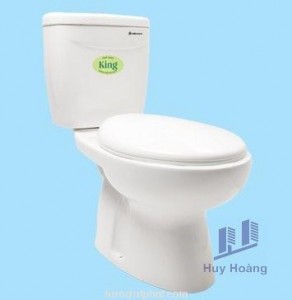Bồn Cầu Thiên Thanh King CD48 Toilet 2 Khối Xả Nhấn
