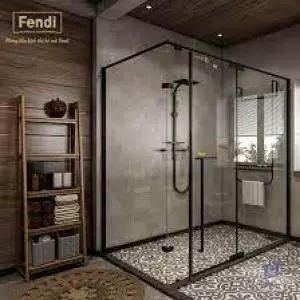 Phòng Tắm Kính Fendi FMG -2X4 Góc Vuông Black 2.2 Mét