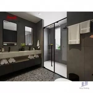 Phòng Tắm Kính Fendi FMP-2X2 Phẳng Black 1.3 Mét