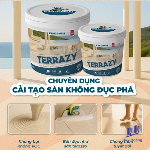 Sơn sàn tự san phẳng Epoxy Kingsmen Terrazy, cải tạo sàn không đục phá, chống thấm, không bụi, bền đẹp 7kg
