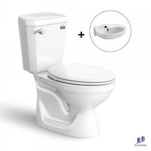 Bồn Cầu Viglacera VI77 2 Khối Nắp Thường V1102 Kèm Lavabo VTL2