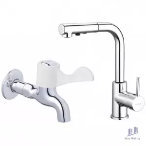 Combo Vòi Bếp Nóng Lạnh Và Vòi Lạnh Gắn Tường Caesar K915C + W027C