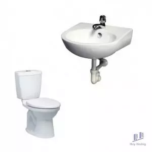 Combo Caesar B1 CTS1325 + L2140 Bồn Cầu 2 Khối Và Lavabo Treo Tường