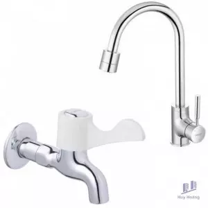 Combo Vòi Bếp Nóng Lạnh Và Vòi Lạnh Gắn Tường Caesar K325C + W027C