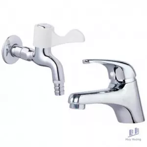 Combo Vòi Lavabo Và Vòi Gắn Tường Caesar B109CU + WP027C