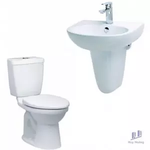 Combo Caesar B3 CTS1325 + L2152 + P2443 Bồn Cầu 2 Khối Và Lavabo Treo Tường