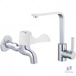 Combo Vòi Bếp Nóng Lạnh Và Vòi Lạnh Gắn Tường Caesar K665C + W027C