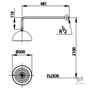 Bát sen mưa Cotto Z002#BL Gắn Tường Màu Đen Có Loa Bluetooth