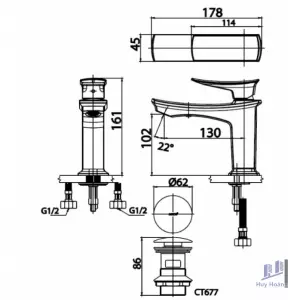 Vòi Lavabo COTTO CT2251A#CG Nóng Lạnh