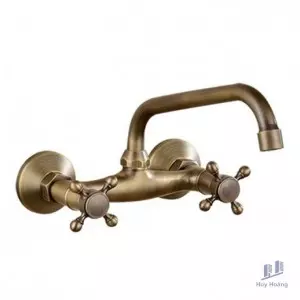 Vòi Rửa Chén Kanly GCT05 Nóng Lạnh Gắn Tường Bằng Đồng Cổ Điển