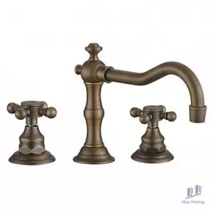 Vòi Lavabo Kanly 3 Lỗ GCB07 Nóng Lạnh Bằng Đồng Cổ Điển