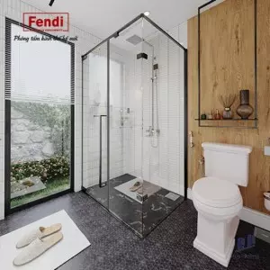 Phòng Tắm Kính Fendi FMG-3X3 Góc Vuông Black 2 Mét